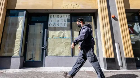 Getty Images A shuttered business in Oakland, California