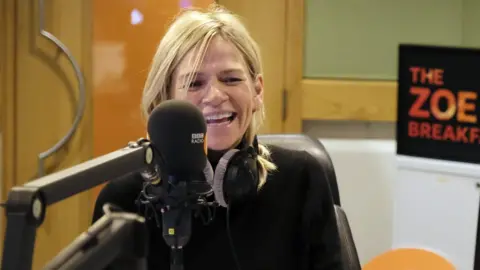 Zoe Ball in the Radio 2 studio