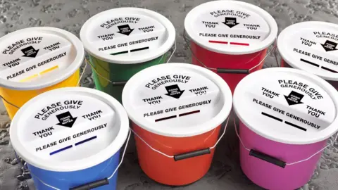 Getty Images Charity collection buckets