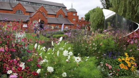 Charnwood Borough Council Flowers outside Charnwood Museum in Queen's Park