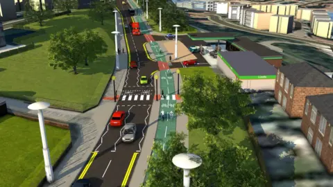 Sunderland City Council Computer generated image of the cycle path