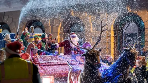Parish of St Helier Father Christmas on a float in Jersey in 2021
