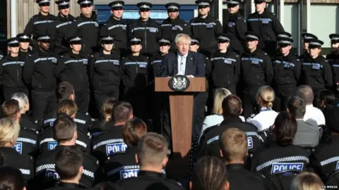PA Media Boris Johnson making a speech at an operations and training complex in Wakefield