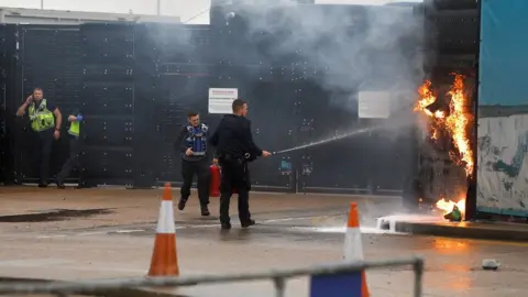 Reuters/Peter Nicholls Border Force centre fire in Dover