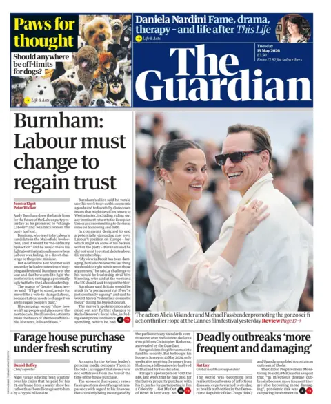 "Burnham: Labour must change to regain trust," reads the headline on the front page of the Guardian.