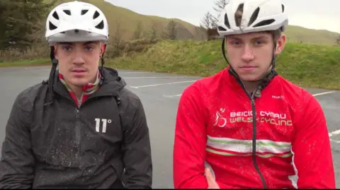 Mountain bikers Oscar Davies and Cian Evans