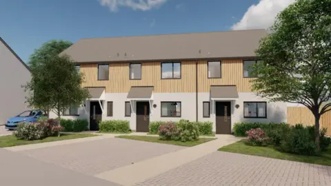  Cornwall Community Land Trust A computer generated image of some of the proposed homes