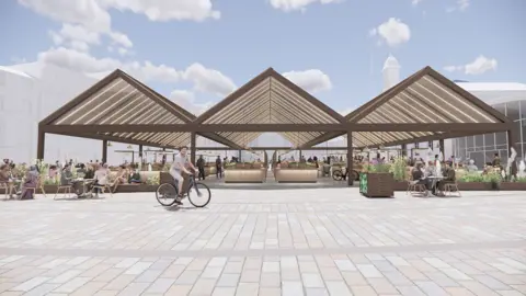 Leicester City Council An artists impression of the new market canopies