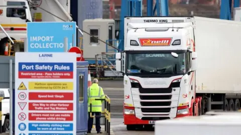 AFP Goods lorry arriving in Larne, Northern Ireland, 3 Feb 22