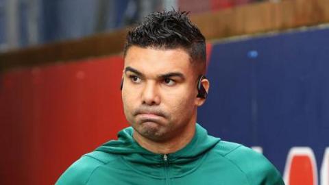 Casemiro looks forlorn while arriving for Manchester United's fixture at Crystal Palace