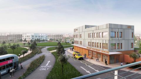 An artist's impression of the proposed urgent treatment centre (UTC) at the Midland Metropolitan University Hospital in Grove Lane, Smethwick