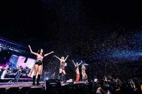 YG Entertainment Blackpink are showered in confetti as they play a concert on their Deadline World Tour