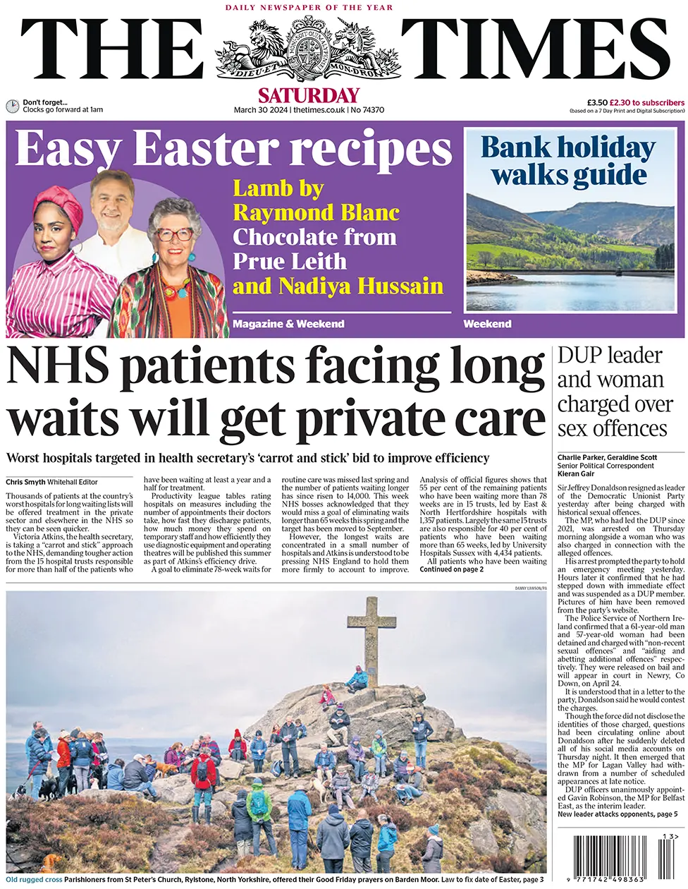 أبرز عناوين الصحف البريطانية ليوم السبت 30 مارس 2024 
