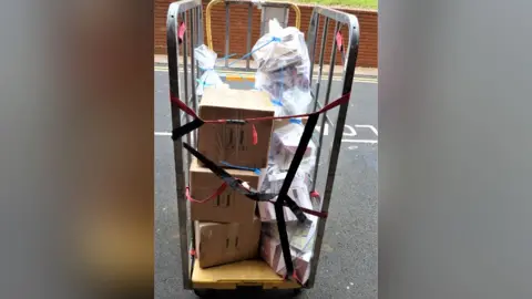 Hartlepool Borough Council Boxes and bags recovered from the shop