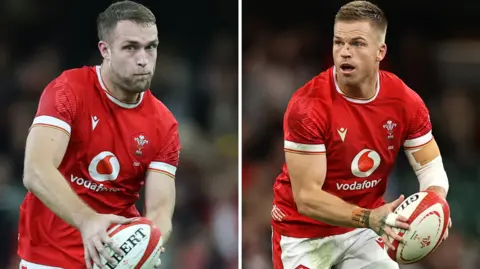 Max Llewellyn and Gareth Anscombe in action for Wales