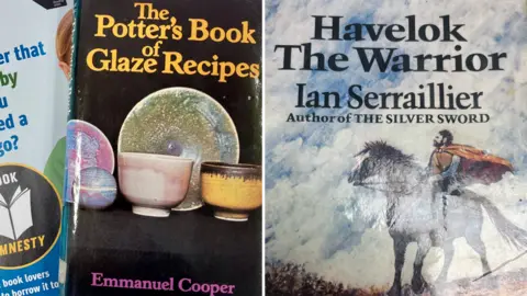 A composite images shows a copy of the pottery book, The Potter's Book of Glaze Recipes, and the children's book Havelok the Warrior, side by side.