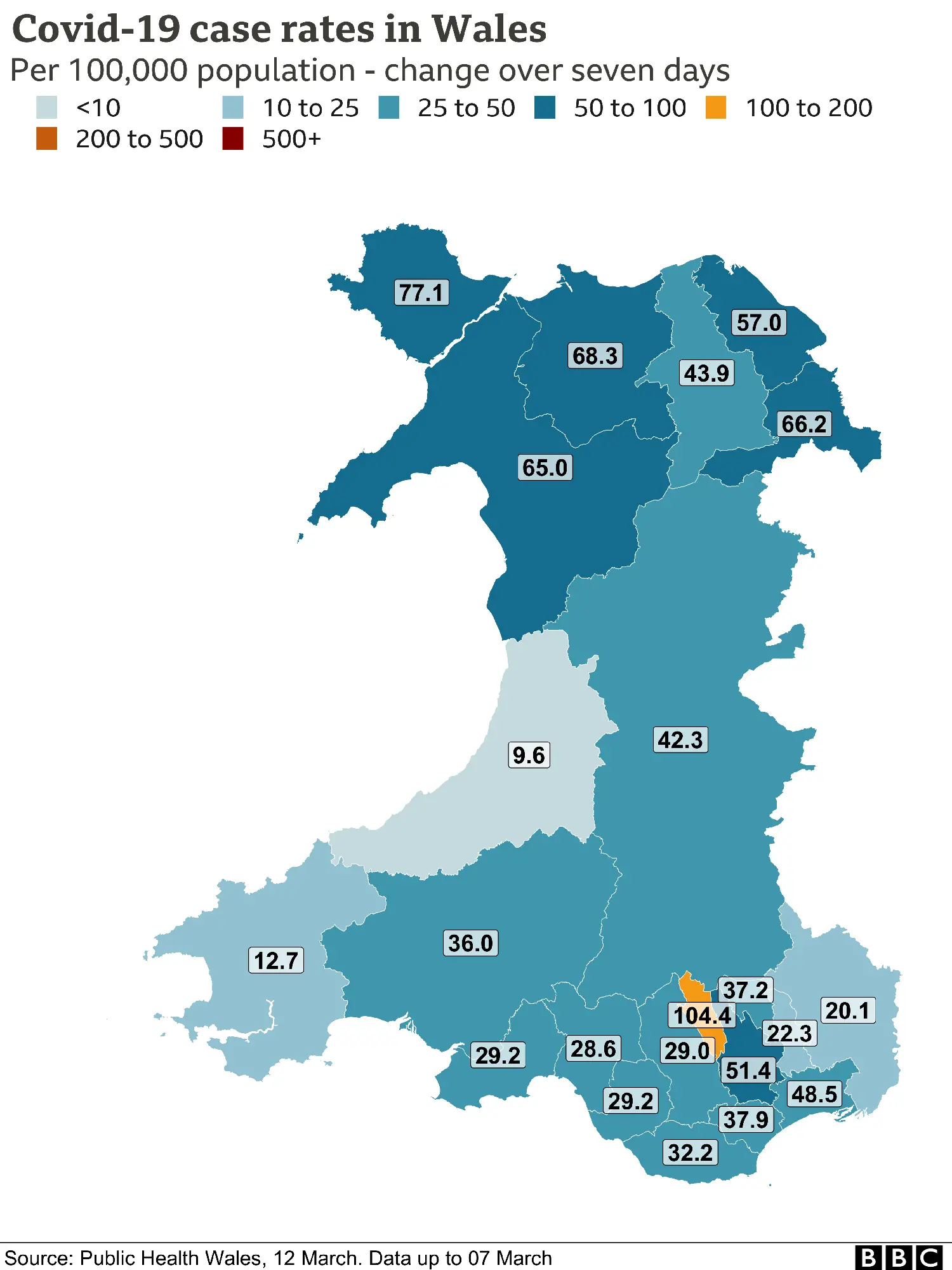 12 March case rates map