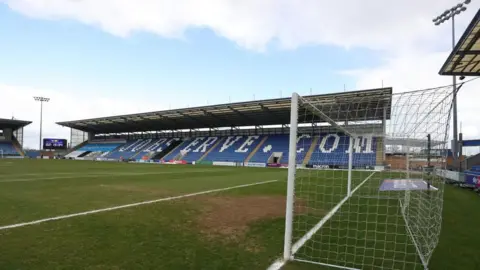 Getty Images Colchester United's Jobserve Community stadium from the football pitch.