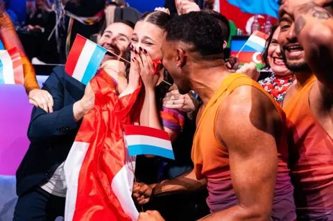 Corinne Cumming / EBU Tali celebrates at Eurovision