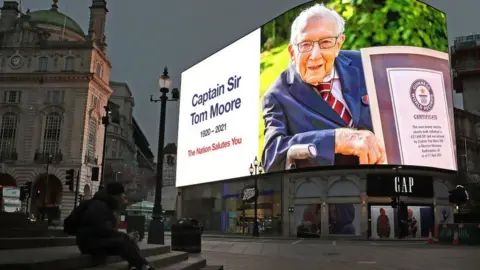 Getty Images Captain Tom tribute in London