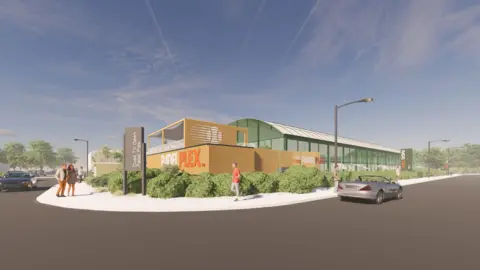 Artist impressions of a padel tennis complex in Nottingham