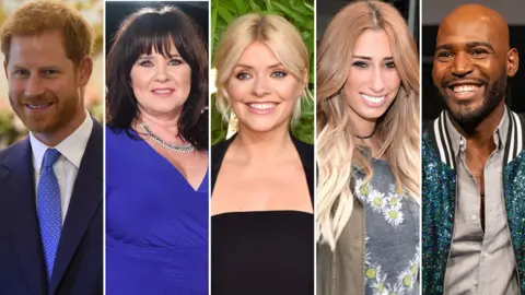 Prince Harry, Coleen Nolan, Holly Willoughby, Stacey Solomon, Karamo Brown
