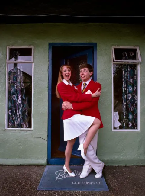 Barry Lewis Redcoats outside their chalet
