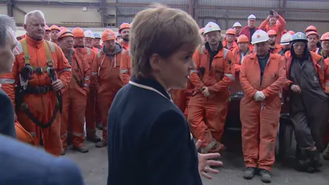 Nicola Sturgeon with BiFab workers