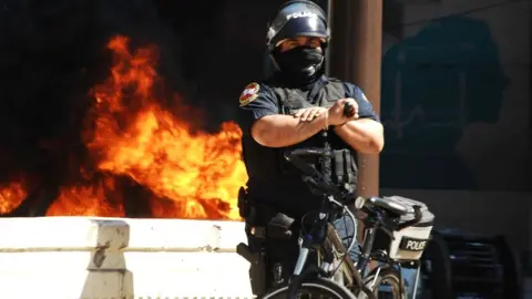 Getty Images US police officer in Philadelphia after protests