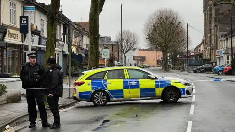 Cordoned off road after stabbing