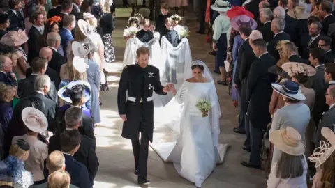 Getty Images Pagesboys and bridemaids inside St George's Chapel