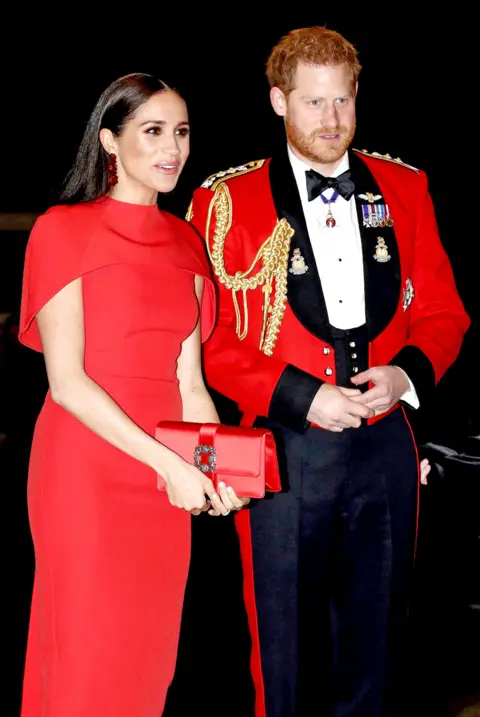 Getty Images The Duke and Duchess of Sussex arrive to attend The Mountbatten Festival of Music at the Royal Albert Hall