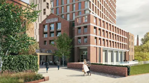 LDRS Images of the proposed new 15-story block plan for the Hotspur Press