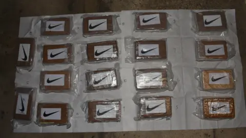 Bedfordshire Police The seized drugs concealed in Nike branded boxes