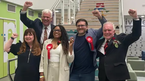 Labour councillors celebrate in Knowsley