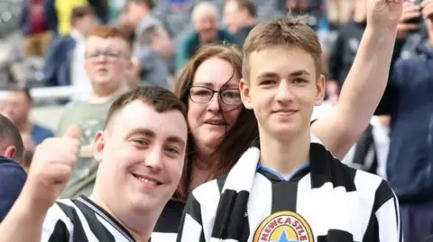 Samantha Rees  Samantha Rees, her son Caleb and Illia in Newcastle tops at a game 