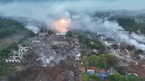 CCTV Aerial view of a ball of fire