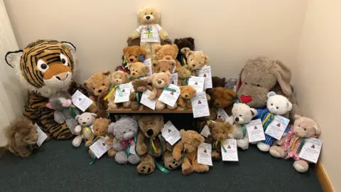 Swindon Borough Council Lots of cuddly toys piled together. There are bears, tigers, lions and even a large rabbit.