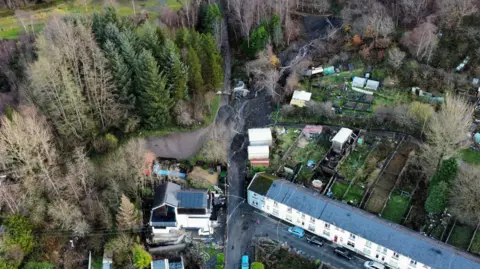 Aerial shot shows extent of damage caused by Cwmtillery coal tip slide