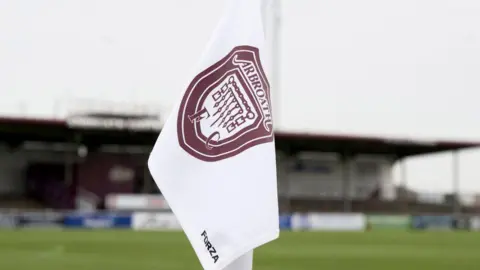 A corner flag at Arbroath's Gayfield Stadium
