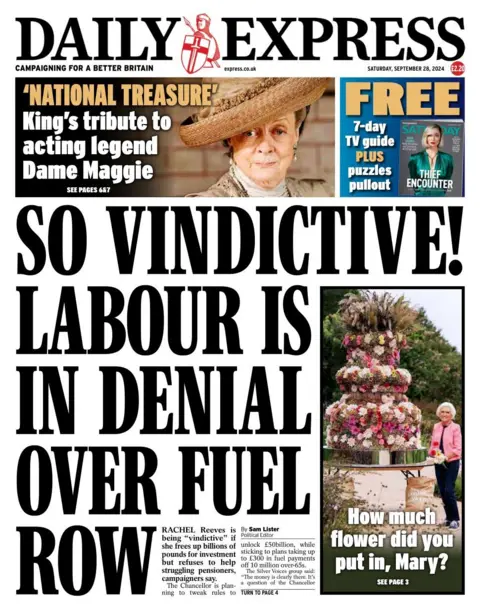 The Daily Express front page for 28 September 