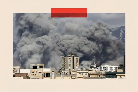 Anadolu via Getty Images Smoke rises from Tehran, Iran