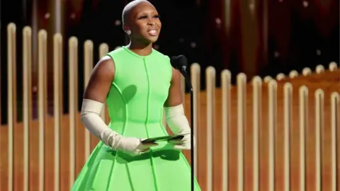 Reuters Cynthia Erivo presents an award at the Golden Globe Awards in Beverly Hills, February 28, 2021