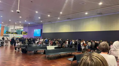 The queue at Copenhagen on Tuesday 18 August