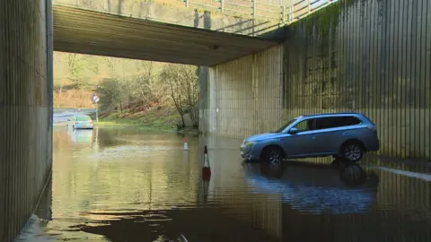 Car in floodwater