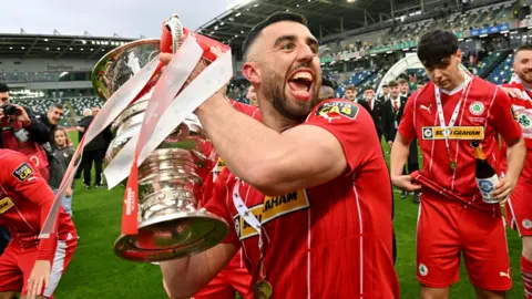 Joe Gormley with the Irish Cup