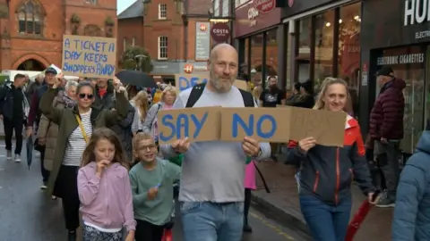 Protesters in Sandbach