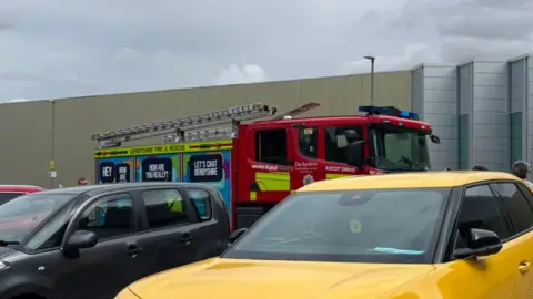 A fire engine outside the leisure centre