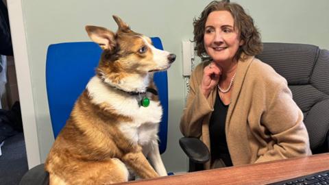 Janet Finch-Saunders, Conservative MS for Aberconwy and her Welsh Collie, Alfie