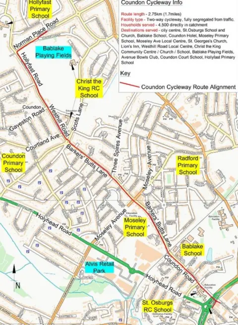 Coventry City Council The cycleway route